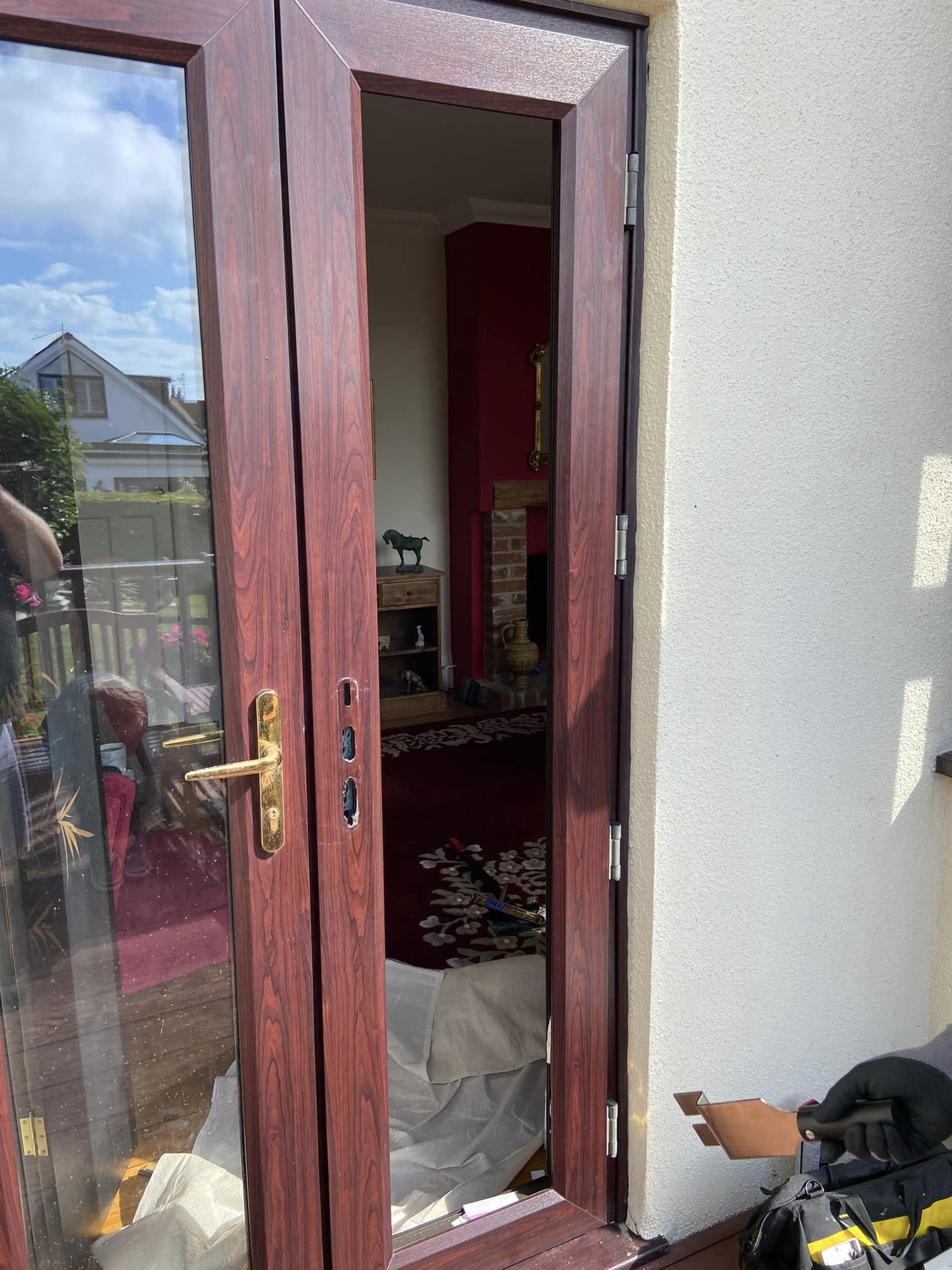 Patio door with the glass pane removed